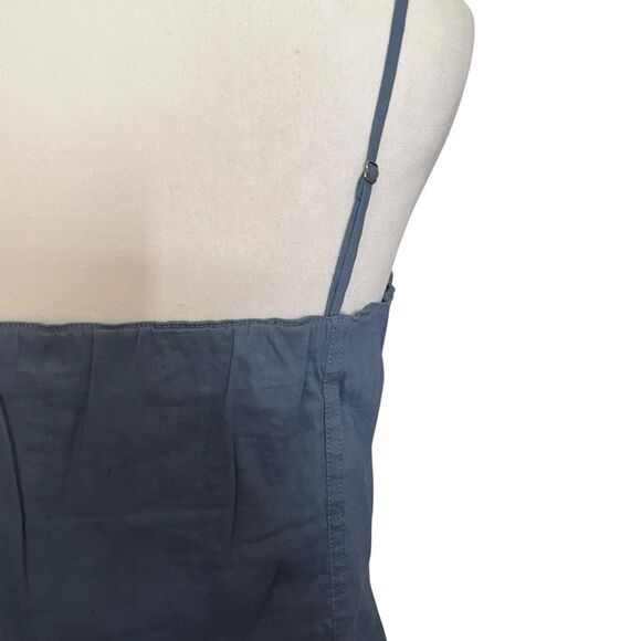 Theory Kayleigh Crunch Linen Blend Midi Dress Blue Button Front Women’s Size 6 - Picture 8 of 12